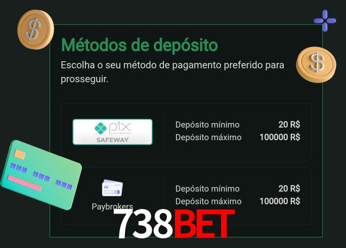 O cassino 738Bet oferece uma grande variedade de métodos de pagamento